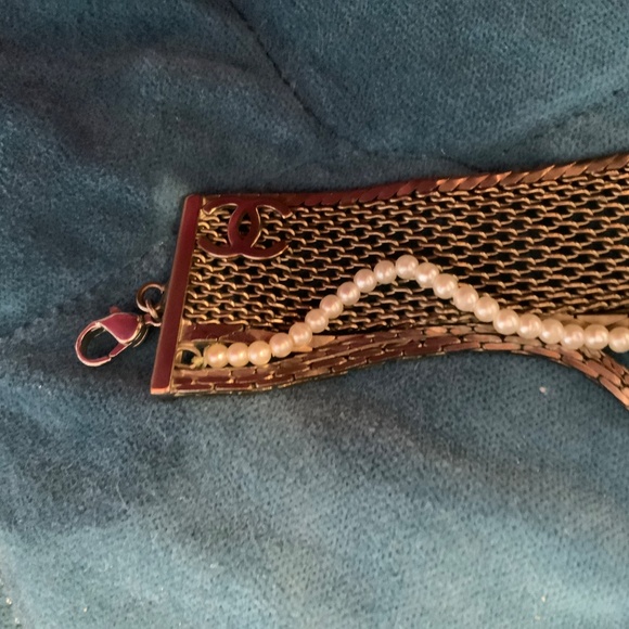 RARE VINTAGE 1990’S CHANEL SILVER RHINESTONES PEARL CHOKER NECKLACE - Picture 6 of 15